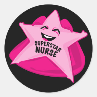 Superstar Krankenschwester lustige Aufkleber! Runder Aufkleber