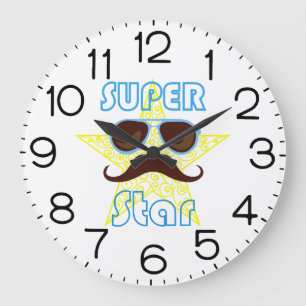 Superstar mit Sonnenbrille und Schnurrbart Große Wanduhr