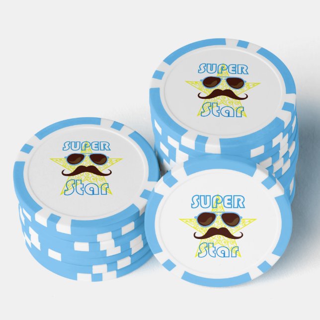 Superstar mit Sonnenbrille und Schnurrbart Pokerchips (Stapel)