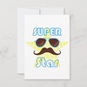 Superstar mit Sonnenbrille und Schnurrbart RSVP Karte
