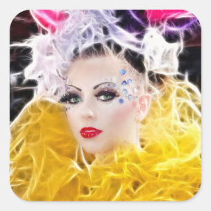 Superstar-Modell in Gelbbraun Quadratischer Aufkleber