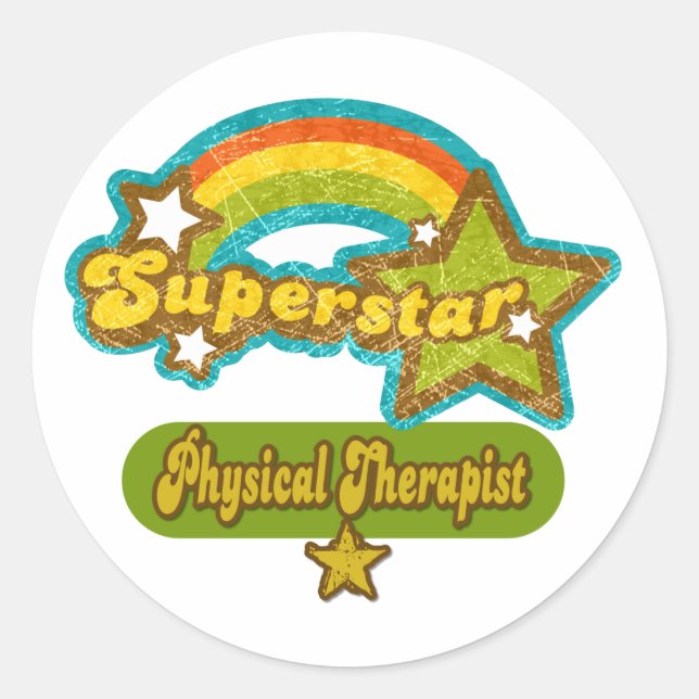 Superstar Physiotherapeut Runder Aufkleber (Vorderseite)