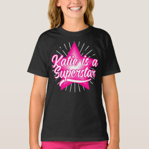 Superstar Pink White Star Girls Text T-Shirt