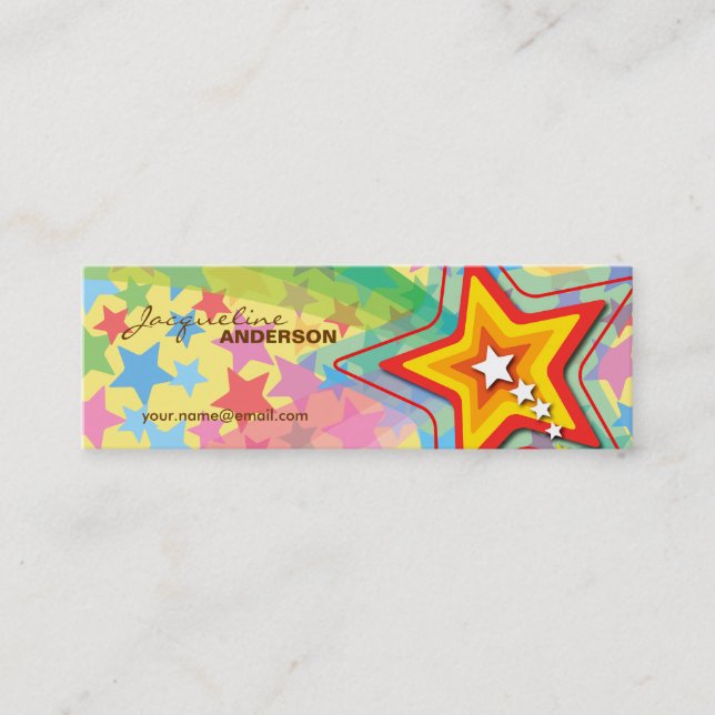 Superstar-Regenbogen-bunte kundenspezifische Mini Visitenkarte (Vorderseite)