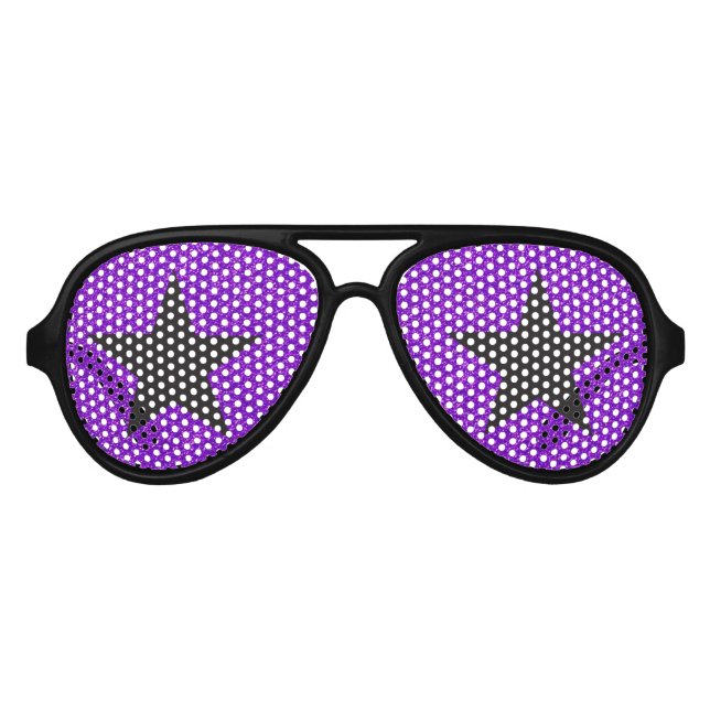 Superstar Rockstar Cool Black Star Lila Party Partybrille (Vorderseite)
