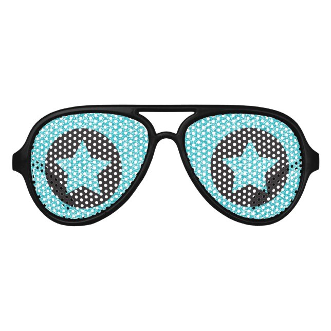 Superstar Rockstar Cool Blue Star Black Party Partybrille (Vorderseite)