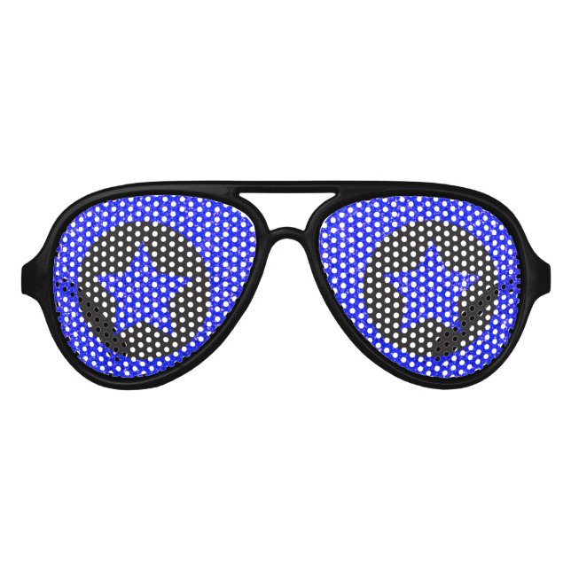 Superstar Rockstar Cool Blue Star Black Party Partybrille (Vorderseite)