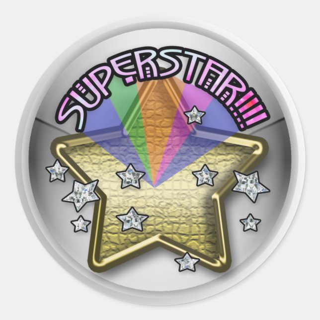 Superstar Runder Aufkleber (Vorderseite)