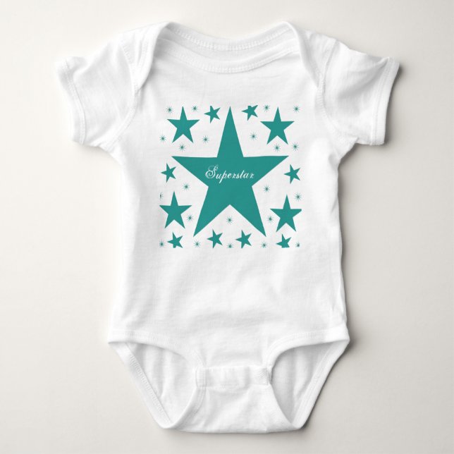 Superstar Säugling T - Shirt, Aquamarin Baby Strampler (Vorderseite)
