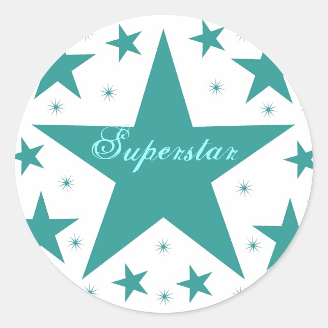 Superstar-Sticker, Aquamarin Runder Aufkleber (Vorderseite)