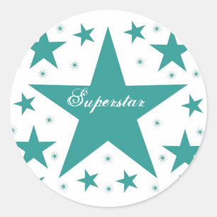 Superstar-Sticker, Aquamarin Runder Aufkleber