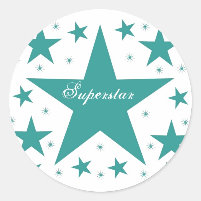 Superstar-Sticker, Aquamarin Runder Aufkleber (Vorderseite)