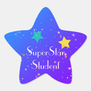 SuperStar Student mit Sternen Stern-Aufkleber