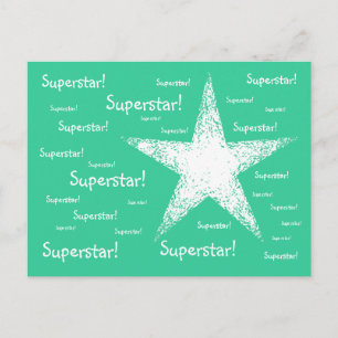 Superstar!   Türkis Postkarte