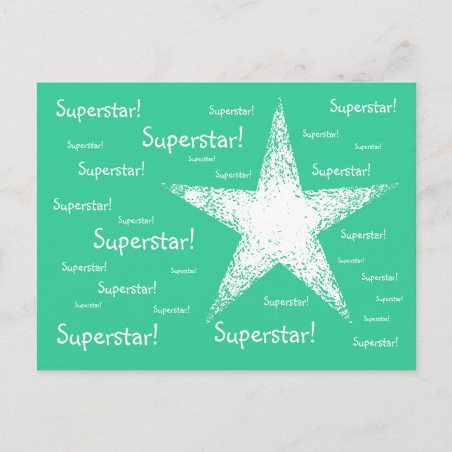 Superstar! | Türkis Postkarte (Vorderseite)