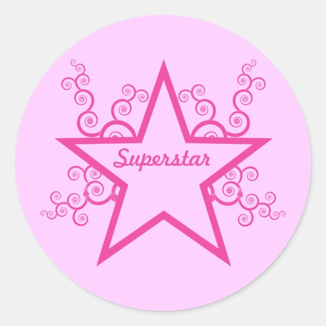 Superstar-Wirbel-Sticker, hellrosa Runder Aufkleber (Vorderseite)