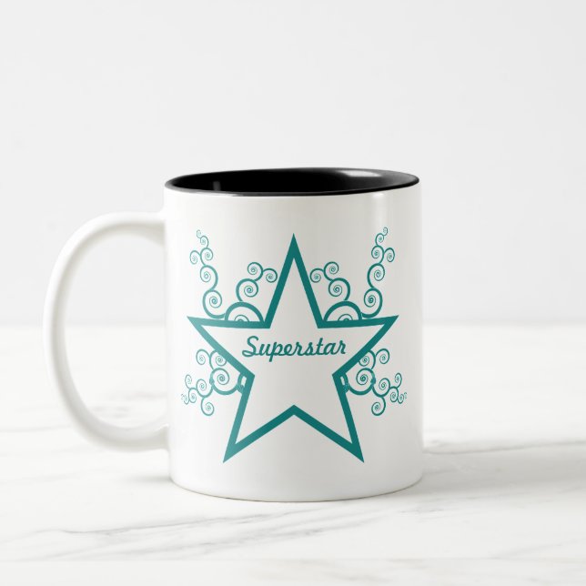 Superstar Wirbel Tasse, Aquamarin Zweifarbige Tasse (Links)
