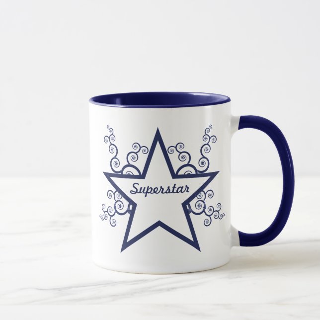 Superstar Wirbel Tasse, Dunkelblau Tasse (Rechts)