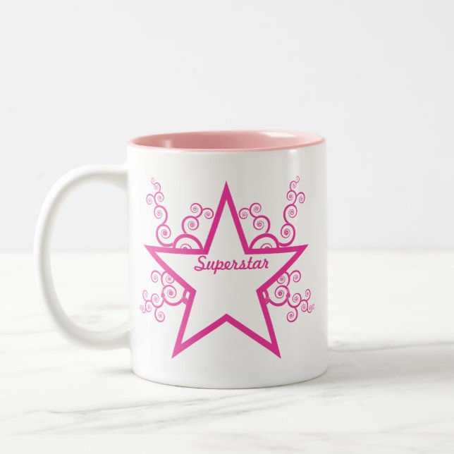 Superstar Wirbel Tasse, hellrosa Zweifarbige Tasse (Links)