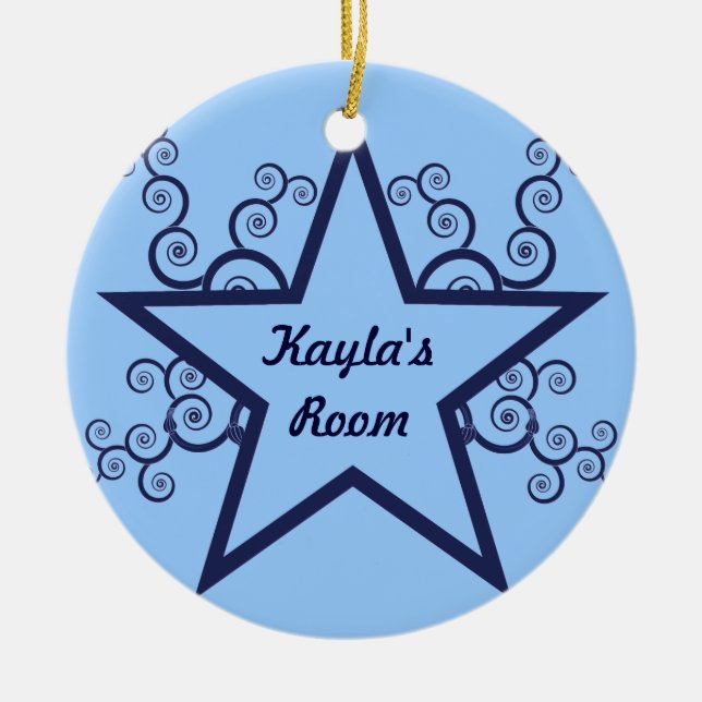 Superstar Wirbel Türhänger-Ornament, blau Keramikornament (Vorne)