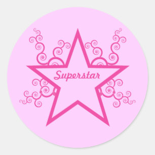 Superstar-Wirbels-Aufkleber, helles Rosa Runder Aufkleber