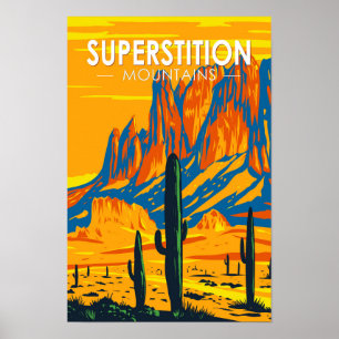 Superstiative Berge Arizona Vintag Poster