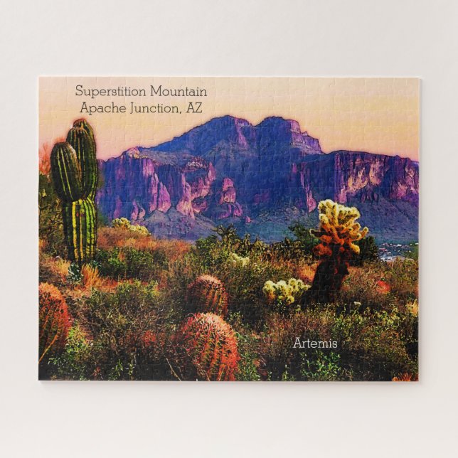Superstition Berg Arizona Wüstenlandschaft Cacti Puzzle (Horizontal)