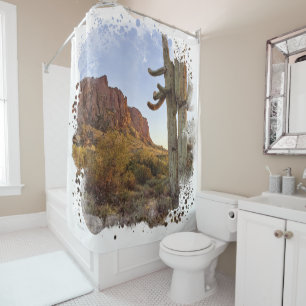 Superstition Mountain Abend Light Saguaro Cactus Duschvorhang