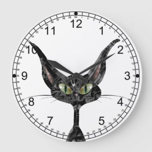 Superstitive Schwarze Katze Große Wanduhr
