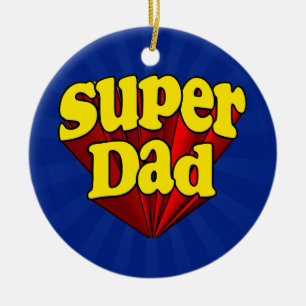 SuperVater, Superhero rot/Gelb/der blaue Vatertag Keramik Ornament