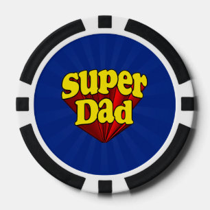 SuperVater, Superhero rot/Gelb/der blaue Vatertag Pokerchips