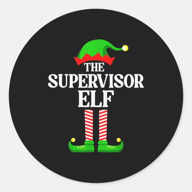 Supervisor Elf Family Matching Group Funny Christm Runder Aufkleber (Vorderseite)