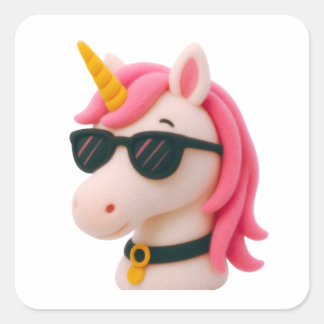 superweiches Einhorn-Plüschstyle Quadratischer Aufkleber