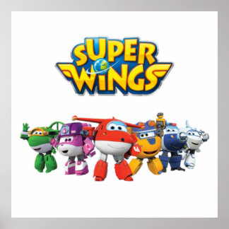 Superwings Cartoon Kinder zeigen Hubschrauber Plan Poster