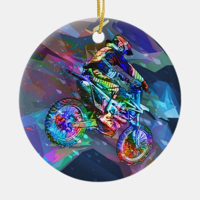 Superzeichenstift farbiges Schmutz-Fahrrad Keramikornament (Vorne)