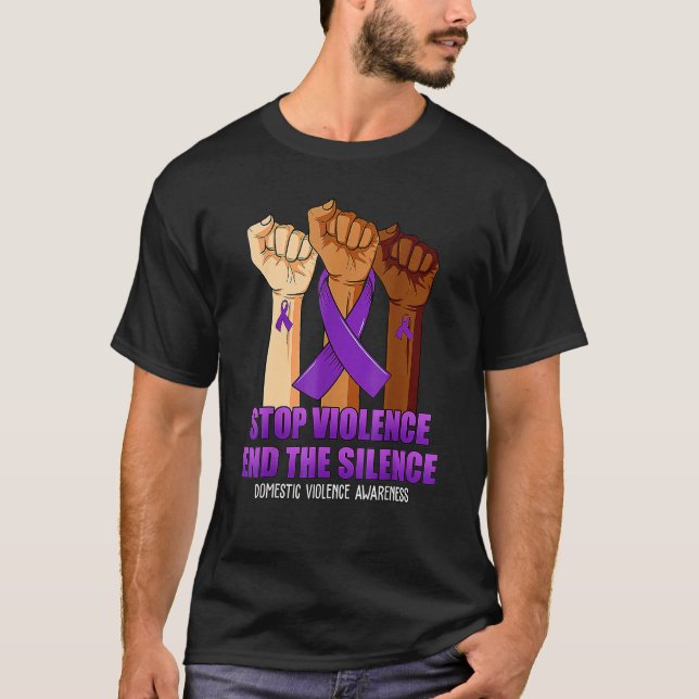 Suport Stop Violence And Silence Domestic Violence T-Shirt (Vorderseite)