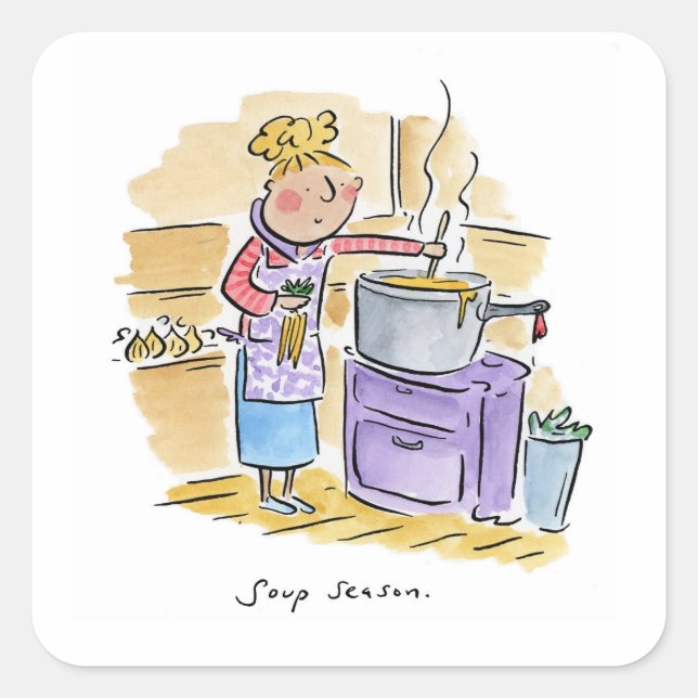 Suppensaison Quadratischer Aufkleber (Vorderseite)