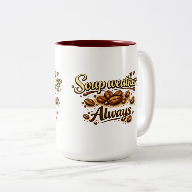 Suppenwetter Immer — Coffee Bean Script Tasse (VorderseiteRechts)