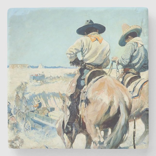 Supply Wagon Western Art von NC Wyeth Steinuntersetzer (Vorderseite)