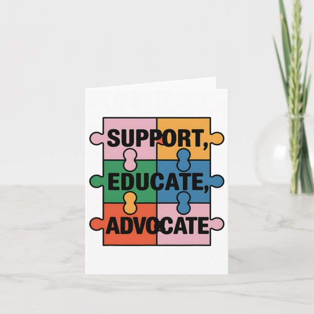 Support Educate Advocate Puzzle Piece Autism Aware Karte (Vorderseite)
