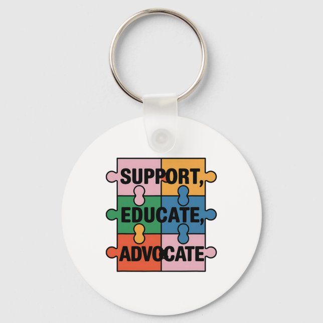 Support Educate Advocate Puzzle Piece Autism Aware Schlüsselanhänger (Vorderseite)