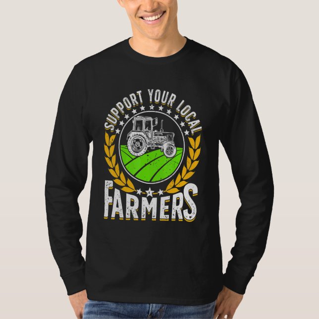 Support Local   Farmer Retro Farming Men Women Far T-Shirt (Vorderseite)