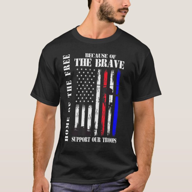Support Our Troops Veterans Memorial Day Usa Flag  T-Shirt (Vorderseite)
