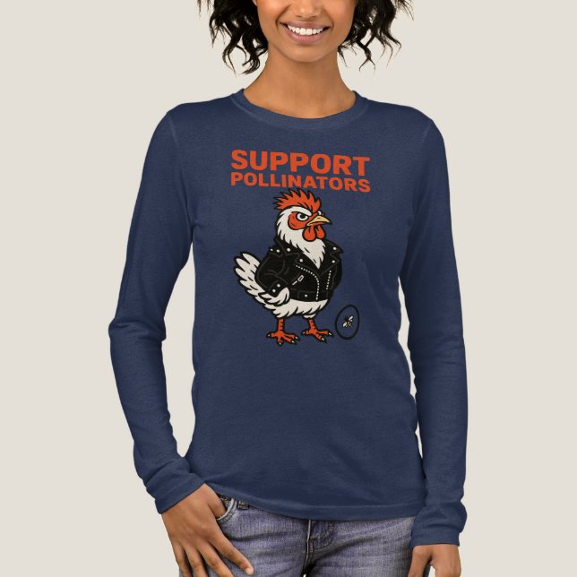 Support Polinators Cool Rooster in Leather Jacket  Tri-Blend Shirt (Vorderseite)
