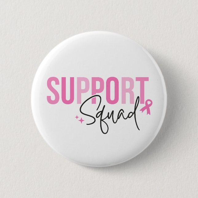 Support Squad Breast Cancer Pink Ribbon Awareness Button (Vorderseite)