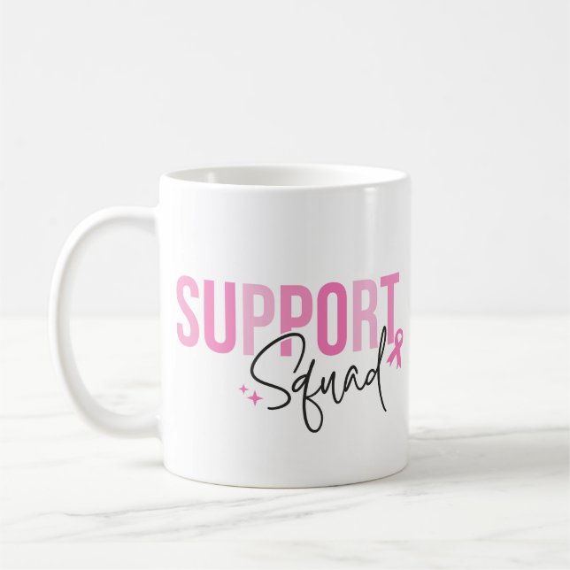 Support Squad Breast Cancer Pink Ribbon Awareness Kaffeetasse (Links)