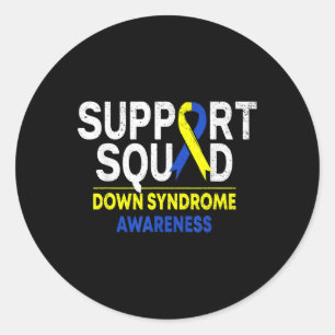 Support Squad Down Syndrom T21 Awareness Blue Yel Runder Aufkleber