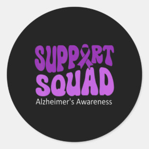 Support Squad Lila Ribbon Brain Alzheimerheimer Runder Aufkleber