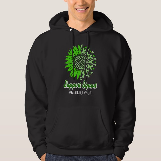 Support Squad Mental Health Awareness Green Ribbon Hoodie (Vorderseite)