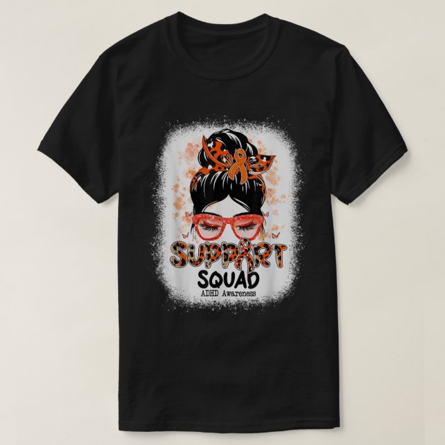 Support Squad Messy Bun Butterfly ADHD Awareness 1 T-Shirt (Design vorne)